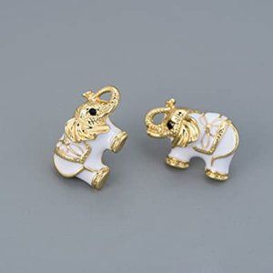 18k GP white Elephant rose earrings